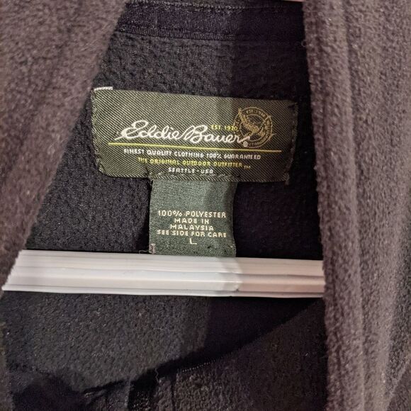 Eddie BAUER Half Zip Black Fleece Polartec Pull Size L @M - Picture 4 of 7